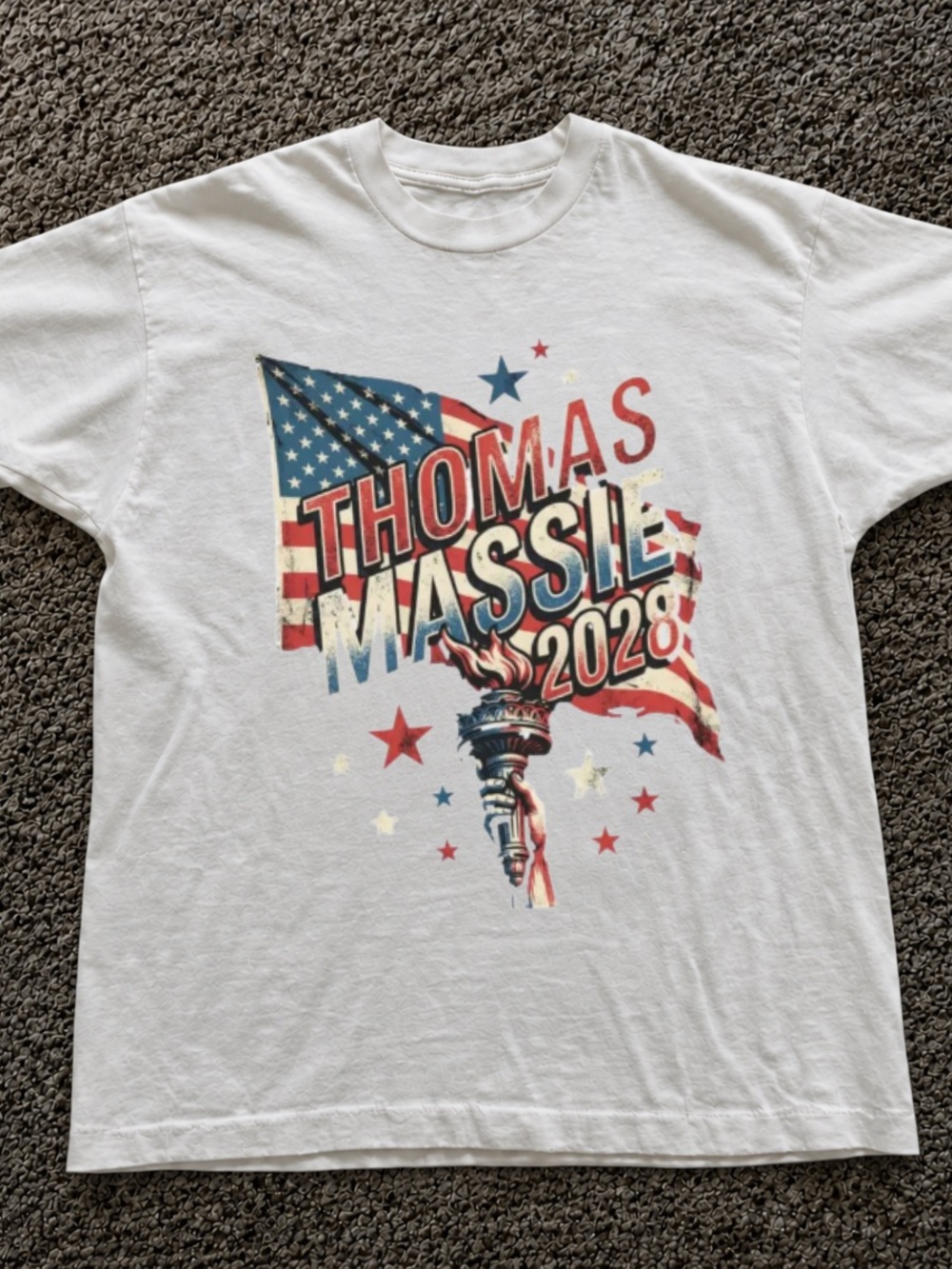 White Thomas Massie 2028 Patriotic Graphic Tee